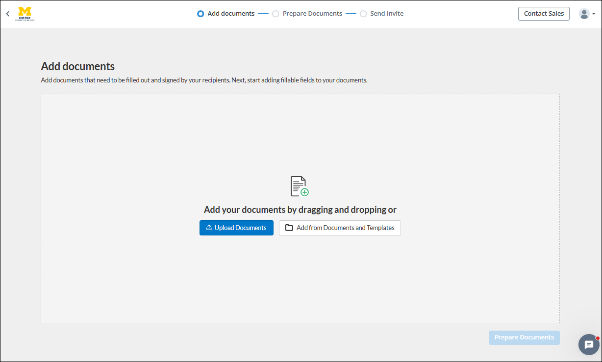 Add your documents by dragging and dropping screenshot
